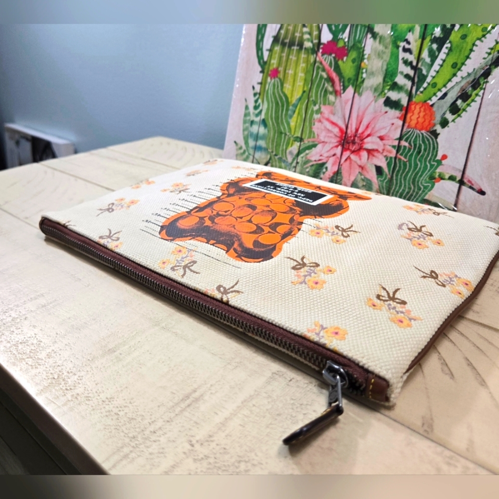 Coach Orange and Brown Clutch - Picture 10 of 14